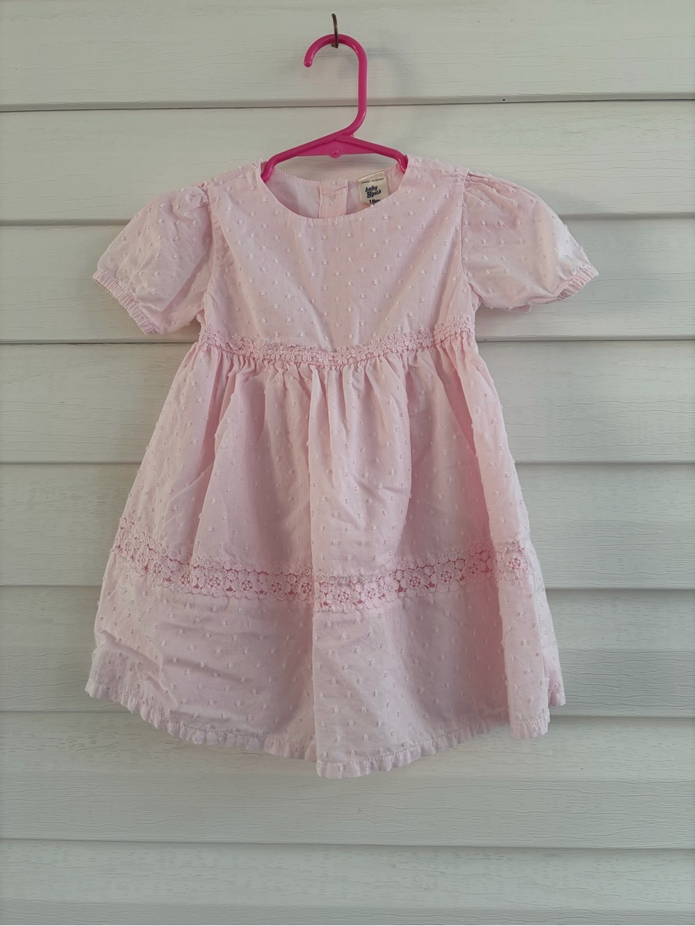 Baby B'gosh Pink Swiss Dot Dress & Bloomers Set 18M Lace Trim Cotton Easter